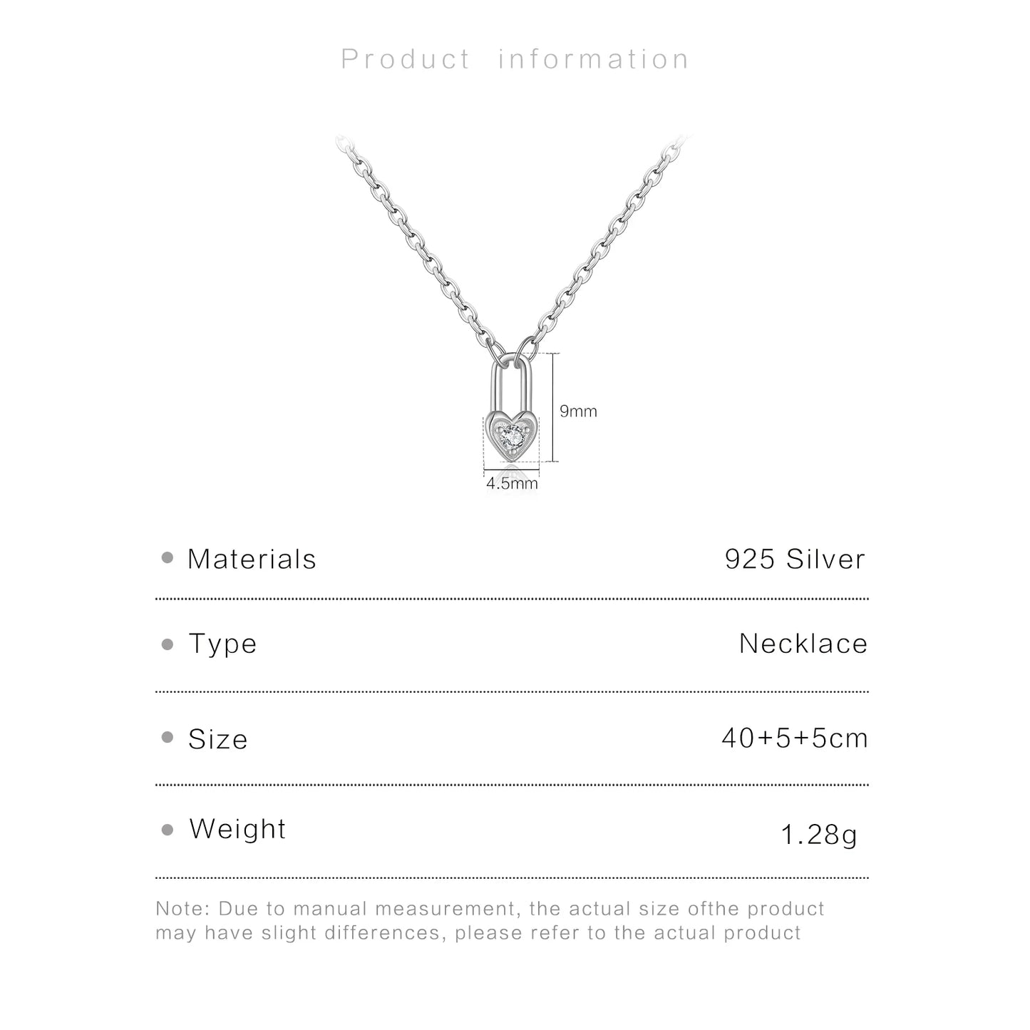 925 Sterling Silver Square Heart Padlock Necklace - Luxury Wedding & Party Jewelry for Women